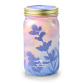 Lavender hydroponic grow kit in a glass jar with a gold lid, featuring a soft floral design on the jar.