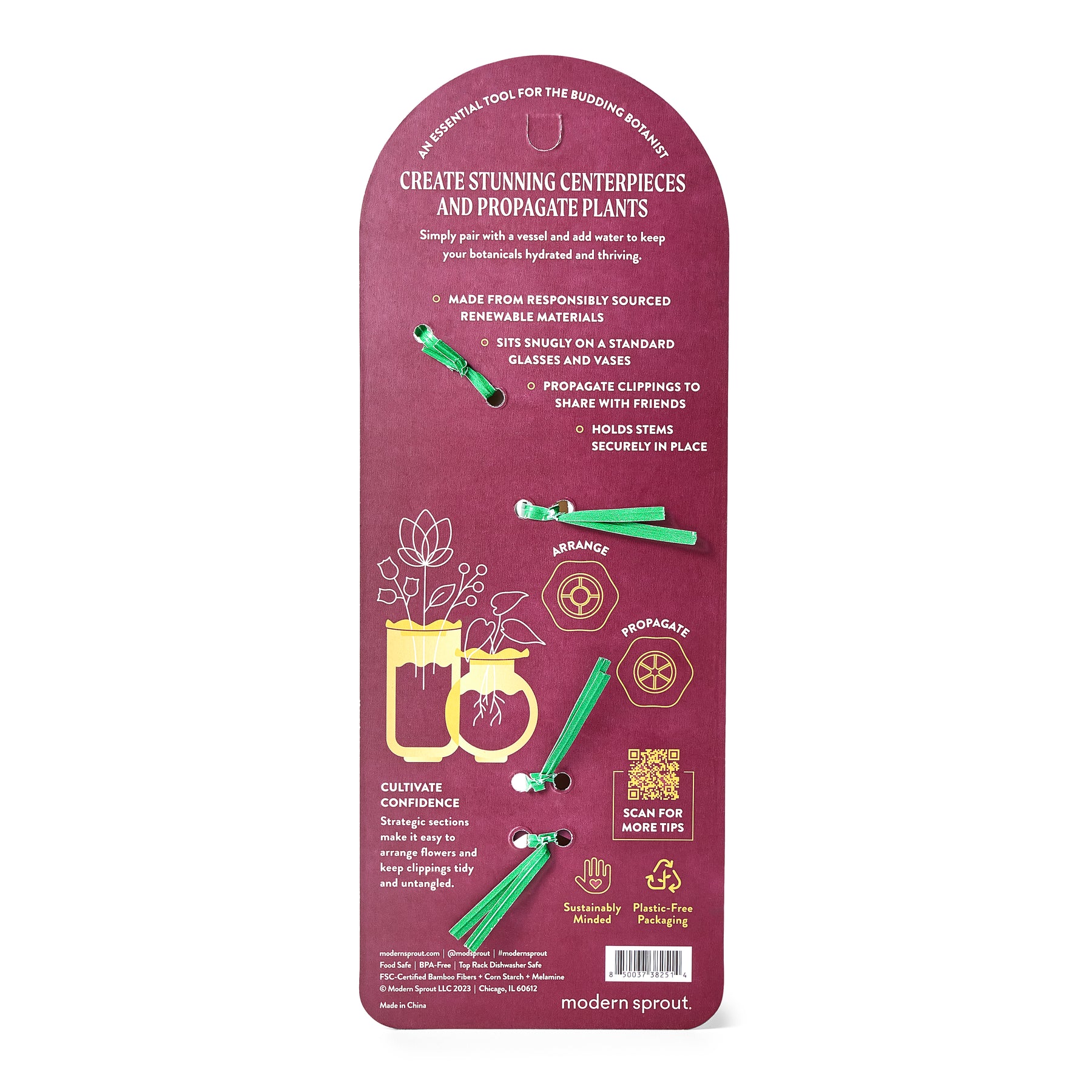 Botanical Keepers 2-pack packaging, featuring instructions for creating centerpieces and propagating plants.
