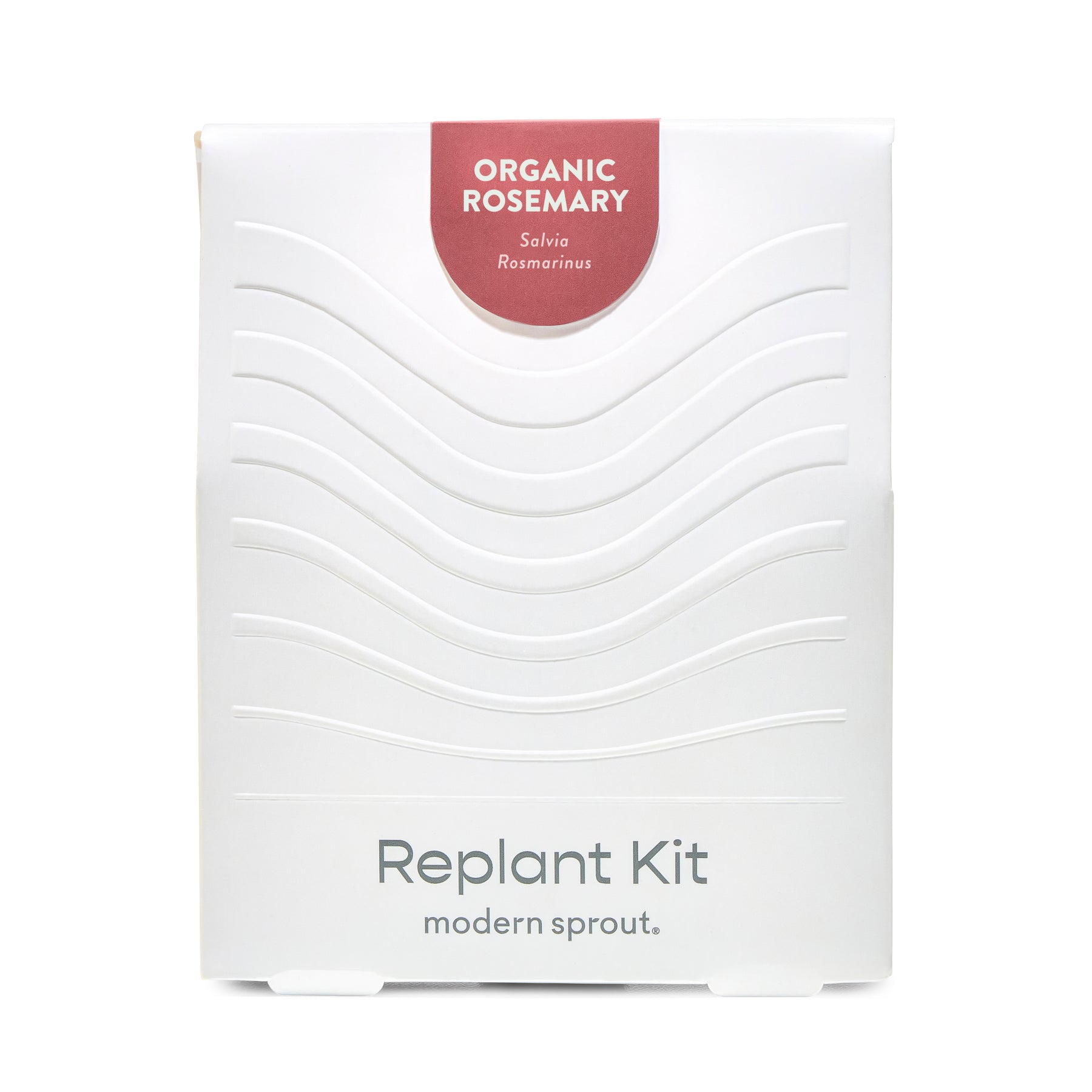 White packaging of the Immersion Hydroponic Replant Kit featuring organic rosemary, labeled with product details.