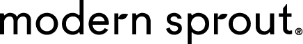 Logo for "Modern Sprout," featuring stylized black text with a sprout motif in the letter 'o'.
