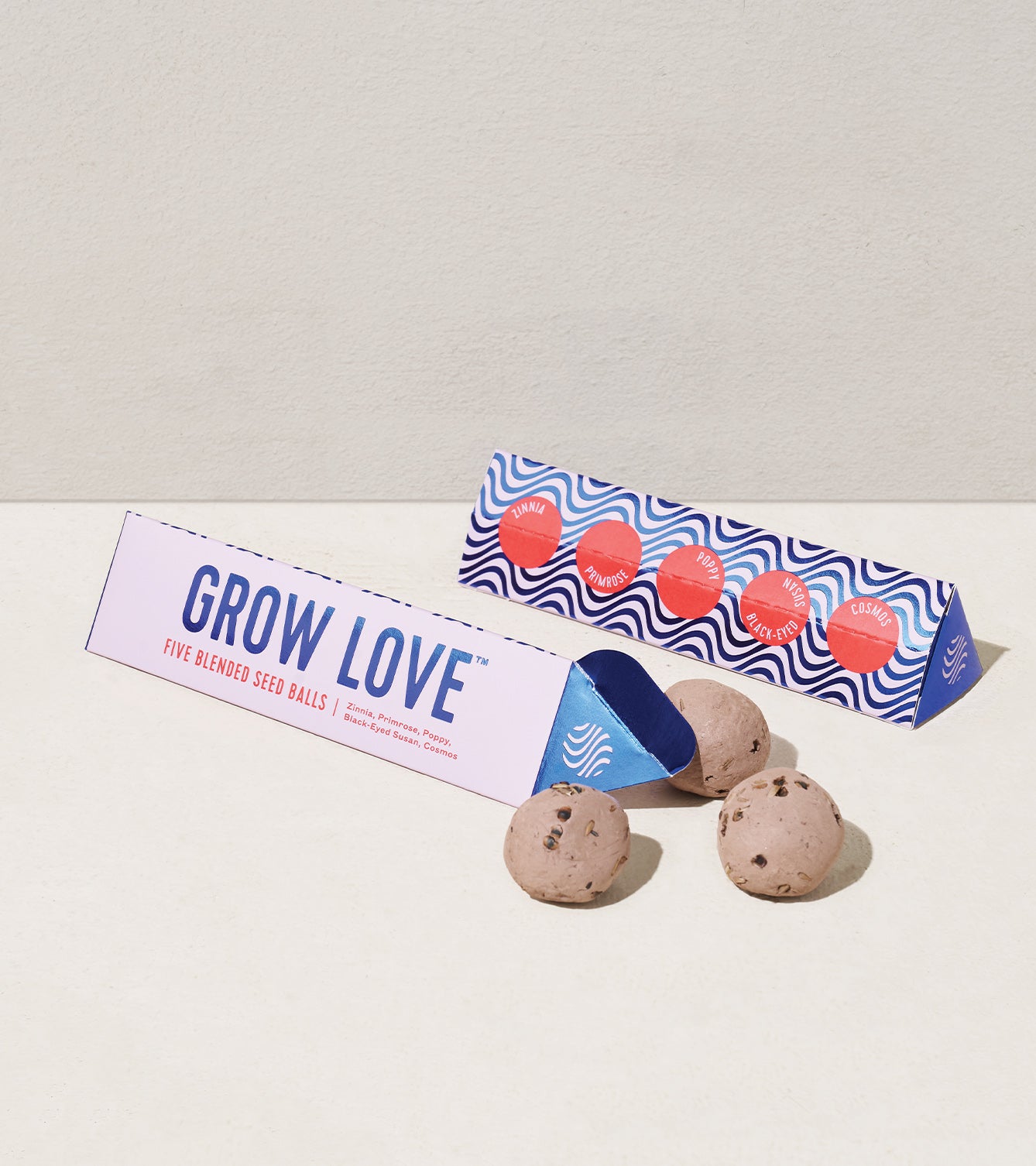 Bright Side Seed Balls packaging with five blended seed balls displayed, promoting garden growth and love.