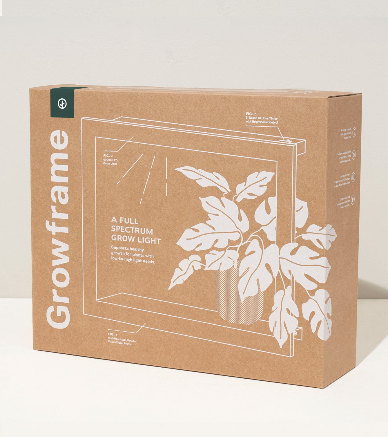 Smart Standard Growframe packaging featuring a full spectrum grow light design and a plant illustration.
