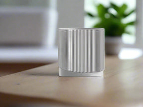 Mid-Century Ribbed Planter with Drainage and Saucer