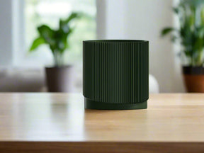 Mid-Century Ribbed Planter with Drainage and Saucer