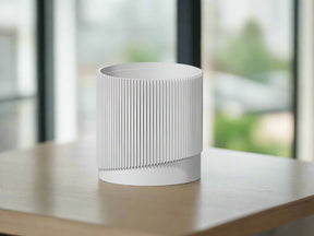 Mid-Century Ribbed Planter with Drainage and Saucer