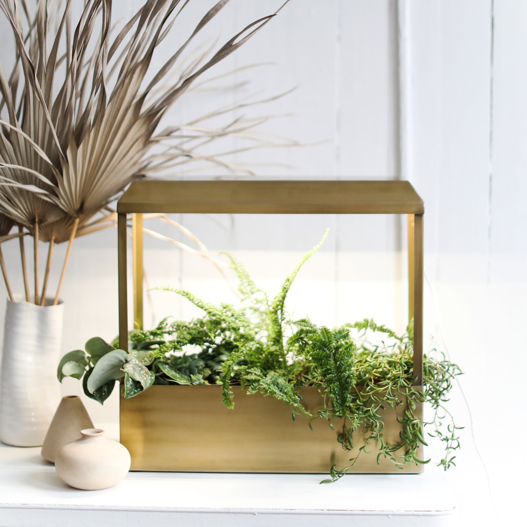 interior innovations triple pot grow planter with led light Smart Growhouse Brass