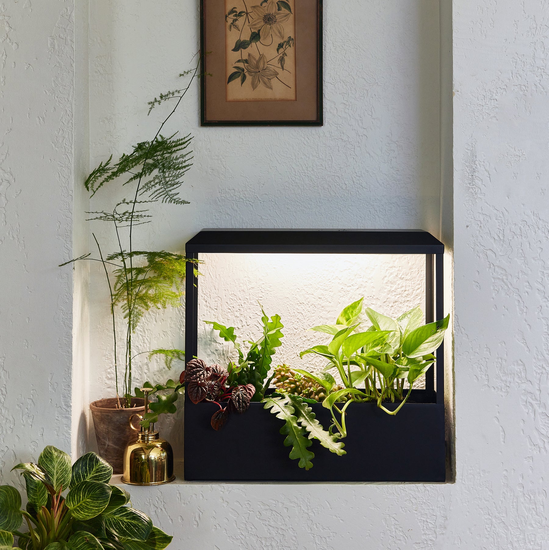 indoor planter with grow light Smart Growhouse Brass