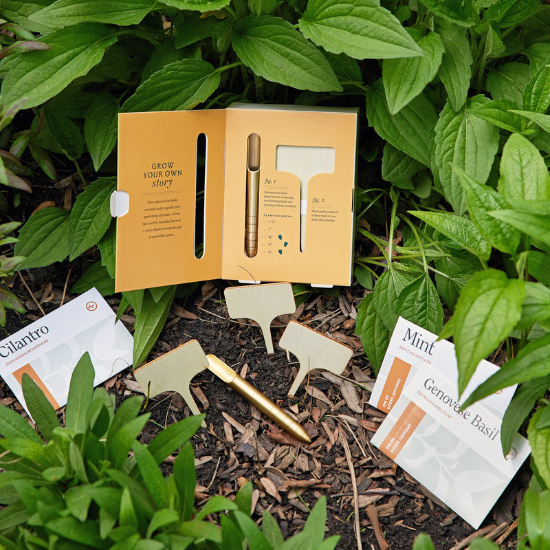 Seed Library | 3 Seed Packets, Bamboo Markers, Brass Dibber Tool ...