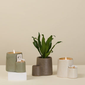 A beautiful ceramic candle that comes with 50 matches. When done burning, remove the candle and you have a bottom-watering planter. A perfect gift.