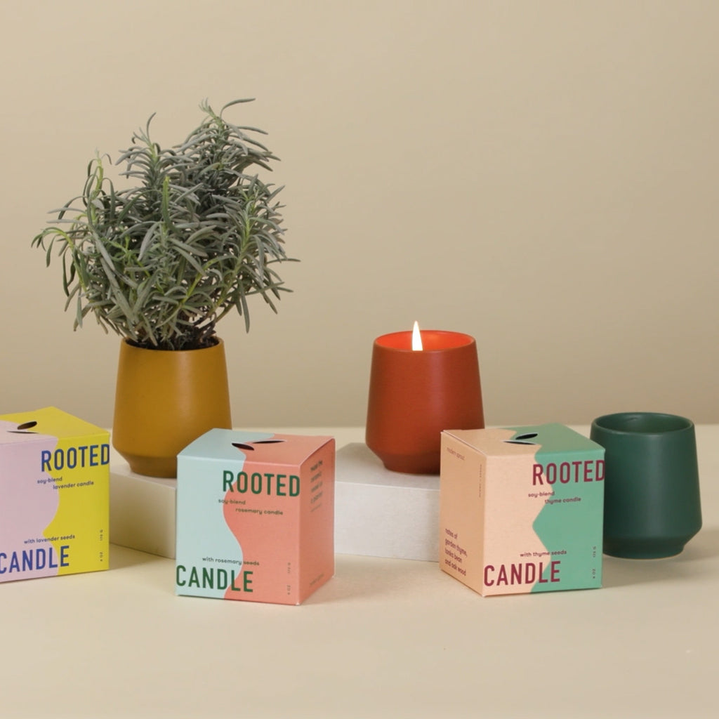 Candle that comes with seeds so you can transform it into a planter when you're done burning the candle. Great gift for plant lovers.